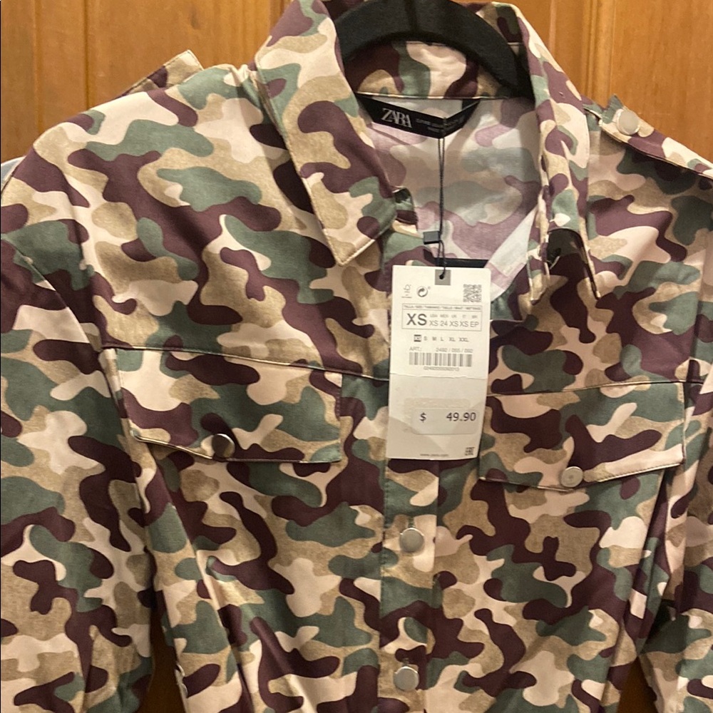 Zara Camouflage Shirt Dress for Women